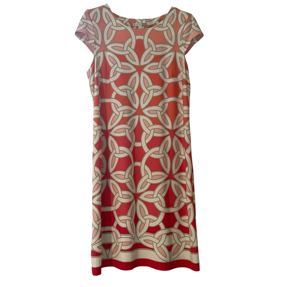 DB Signature Camryn Cap Sleeve Red/Coral/Gray/White Ombre Shift Dress - Size 12P